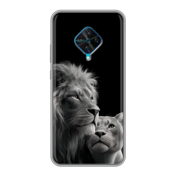 Силиконовый чехол на Vivo V17 с принтом Лев кошки