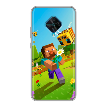 Силиконовый чехол на Vivo V17 с принтом Майнкрафт Minecraft
