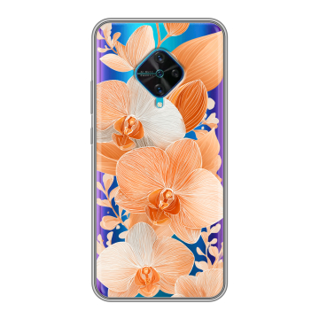 Силиконовый чехол на Vivo V17 с принтом Бежевые цветы