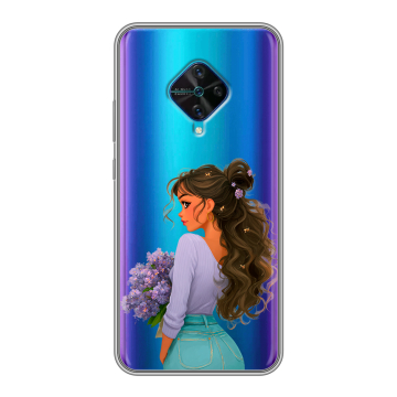 Силиконовый чехол на Vivo V17 с принтом девушка цветы