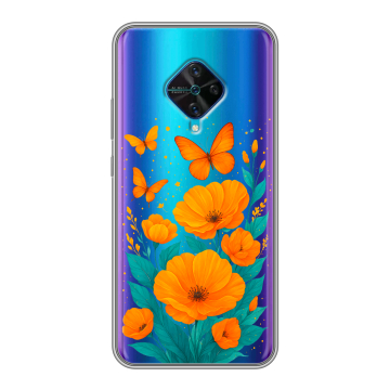 Силиконовый чехол на Vivo V17 с принтом цветы бабочки
