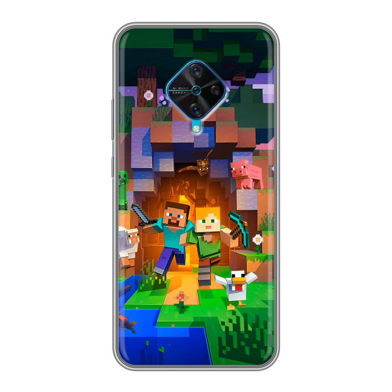 Силиконовый чехол на Vivo V17 с принтом Майнкрафт Minecraft Силиконовый чехол на Vivo V17 с принтом Майнкрафт Minecraft