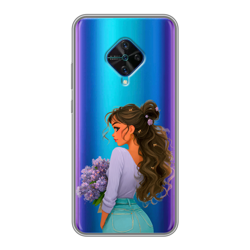 Силиконовый чехол на Vivo V17 с принтом девушка цветы Силиконовый чехол на Vivo V17 с принтом девушка цветы
