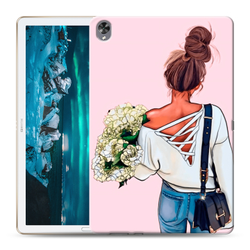 Силиконовый чехол на планшета Huawei MediaPad M6 10.8 с принтом Девушка и букет Силиконовый чехол на планшета Huawei MediaPad M6 10.8 с принтом Девушка и букет