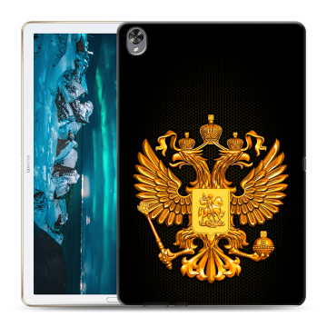 Силиконовый чехол на Huawei MediaPad M6 10.8 с принтом Герб России желтый Силиконовый чехол на Huawei MediaPad M6 10.8 с принтом Герб России желтый