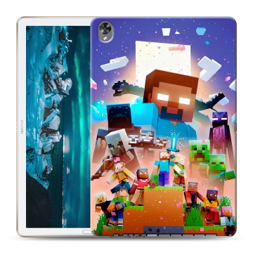 Силиконовый чехол на Huawei MediaPad M6 10.8 с принтом Майнкрафт Minecraft