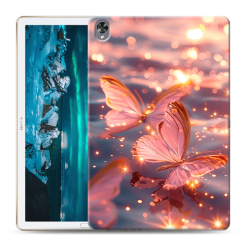 Силиконовый чехол на Huawei MediaPad M6 10.8 с принтом бабочки розовые Силиконовый чехол на Huawei MediaPad M6 10.8 с принтом бабочки розовые