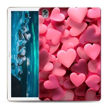 Силиконовый чехол на Huawei MediaPad M6 10.8 с принтом розовые сердечки Силиконовый чехол на Huawei MediaPad M6 10.8 с принтом розовые сердечки