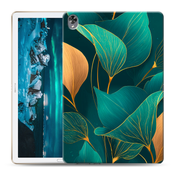 Силиконовый чехол на Huawei MediaPad M6 10.8 с принтом Листья и золото