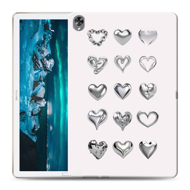 Силиконовый чехол на Huawei MediaPad M6 10.8 с принтом Y2K сердечки Силиконовый чехол на Huawei MediaPad M6 10.8 с принтом Y2K сердечки