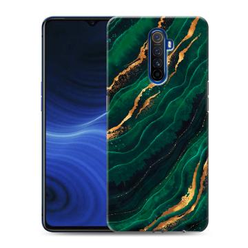 Силиконовый противоударный чехол на Realme X2 Pro с принтом Мрамор зеленое золото Силиконовый противоударный чехол на Realme X2 Pro с принтом Мрамор зеленое золото