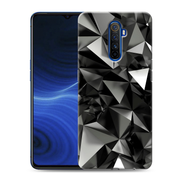 Силиконовый противоударный чехол на Realme X2 Pro с принтом Черные кристаллы Силиконовый противоударный чехол на Realme X2 Pro с принтом Черные кристаллы