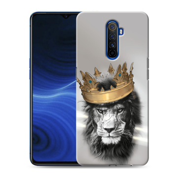 Силиконовый противоударный чехол на Realme X2 Pro с принтом Лев с короной Силиконовый противоударный чехол на Realme X2 Pro с принтом Лев с короной