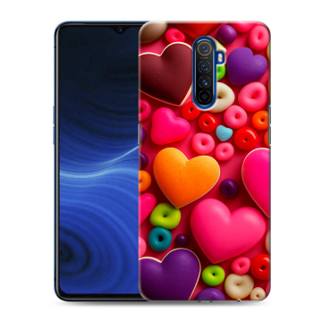 Силиконовый противоударный чехол на Realme X2 Pro с принтом Сердечки Силиконовый противоударный чехол на Realme X2 Pro с принтом Сердечки