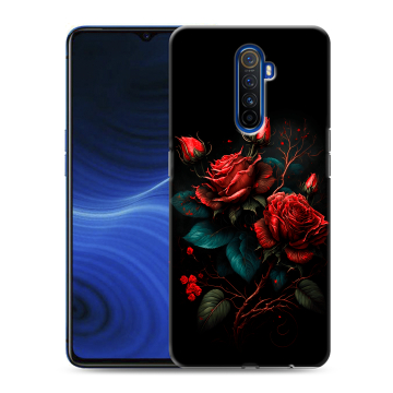Силиконовый противоударный чехол на Realme X2 Pro с принтом Розы красные