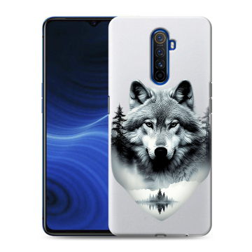 Силиконовый противоударный чехол на Realme X2 Pro с принтом Волк в лесу