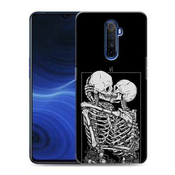 Силиконовый противоударный чехол на Realme X2 Pro с принтом Поцелуй скелетов
