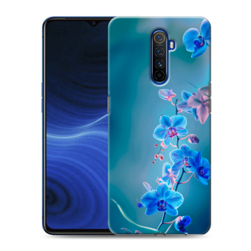 Силиконовый противоударный чехол на Realme X2 Pro с принтом Голубые цветы