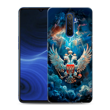 Силиконовый противоударный чехол на Realme X2 Pro с принтом Герб флаг России