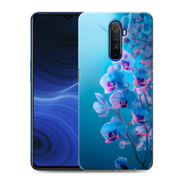 Силиконовый противоударный чехол на Realme X2 Pro с принтом голубые орхидеи
