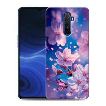 Силиконовый противоударный чехол на Realme X2 Pro с принтом цветы бабочки