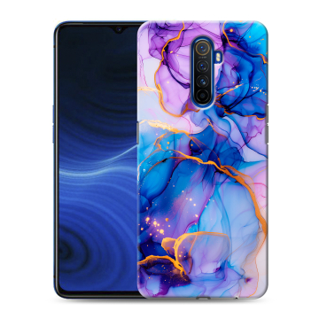 Силиконовый противоударный чехол на Realme X2 Pro с принтом синий мрамор