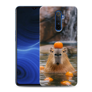 Силиконовый противоударный чехол на Realme X2 Pro с принтом Капибара с апельсином
