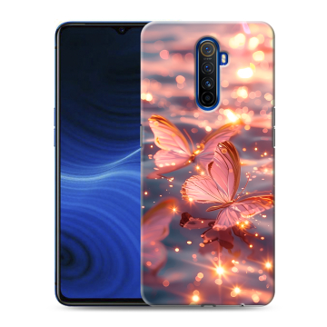 Силиконовый противоударный чехол на Realme X2 Pro с принтом бабочки розовые