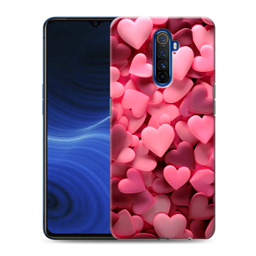 Силиконовый противоударный чехол на Realme X2 Pro с принтом розовые сердечки