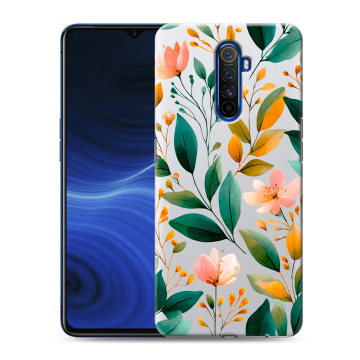 Силиконовый противоударный чехол на Realme X2 Pro с принтом Цветы паттерн Силиконовый противоударный чехол на Realme X2 Pro с принтом Цветы паттерн