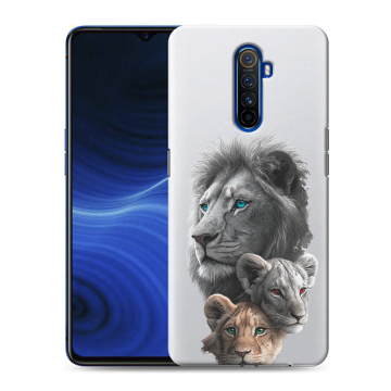 Силиконовый противоударный чехол на Realme X2 Pro с принтом Львы Силиконовый противоударный чехол на Realme X2 Pro с принтом Львы