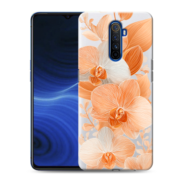 Силиконовый противоударный чехол на Realme X2 Pro с принтом Бежевые цветы Силиконовый противоударный чехол на Realme X2 Pro с принтом Бежевые цветы