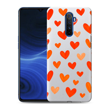 Силиконовый противоударный чехол на Realme X2 Pro с принтом Сердечки Силиконовый противоударный чехол на Realme X2 Pro с принтом Сердечки