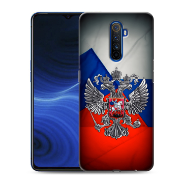 Силиконовый противоударный чехол на Realme X2 Pro с принтом Флаг России