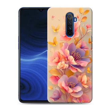 Силиконовый противоударный чехол на Realme X2 Pro с принтом Цветы и бабочки Силиконовый противоударный чехол на Realme X2 Pro с принтом Цветы и бабочки