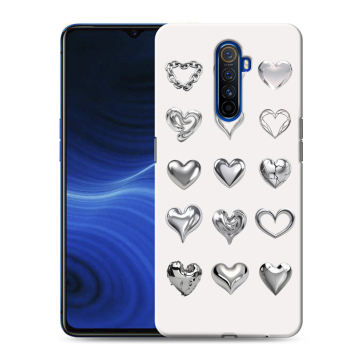 Силиконовый противоударный чехол на Realme X2 Pro с принтом Y2K сердечки