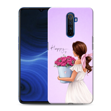 Силиконовый противоударный чехол на Realme X2 Pro с принтом женский