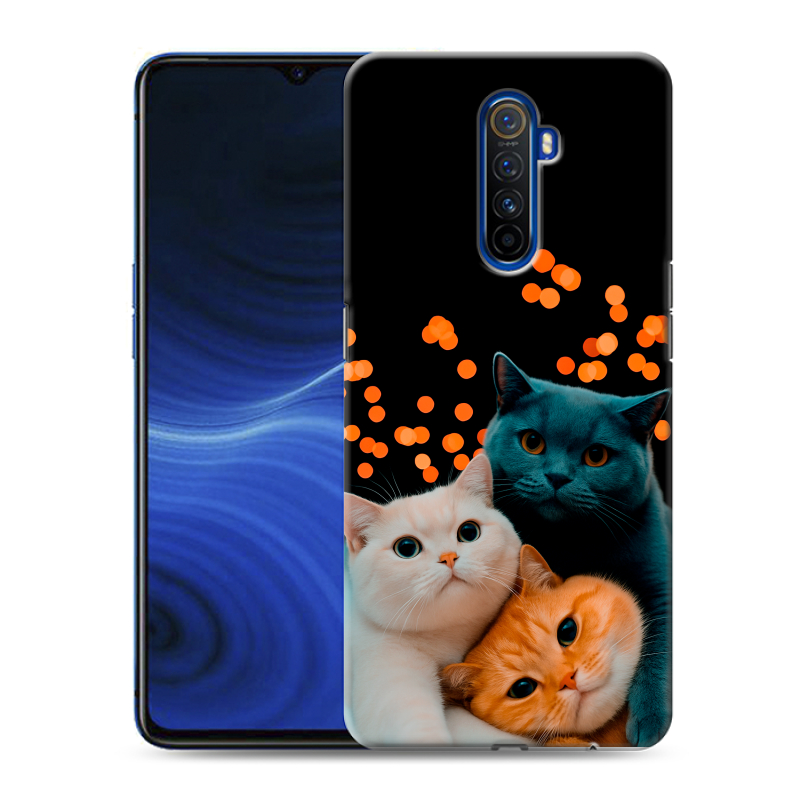 Силиконовый противоударный чехол на Realme X2 Pro с принтом Кошки Силиконовый противоударный чехол на Realme X2 Pro с принтом Кошки