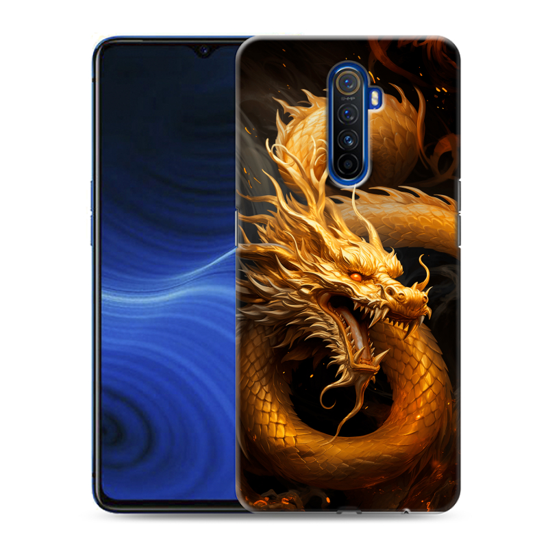 Пластиковый чехол на Realme X2 Pro с принтом Золотой дракон Пластиковый чехол на Realme X2 Pro с принтом Золотой дракон