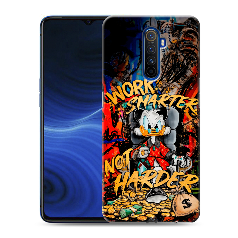 Силиконовый противоударный чехол на Realme X2 Pro с принтом Дональд Дак Деньги Силиконовый противоударный чехол на Realme X2 Pro с принтом Дональд Дак Деньги