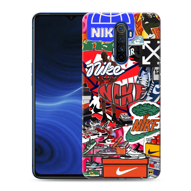 Пластиковый чехол на Realme X2 Pro с принтом Найк Nike яркий Пластиковый чехол на Realme X2 Pro с принтом Найк Nike яркий