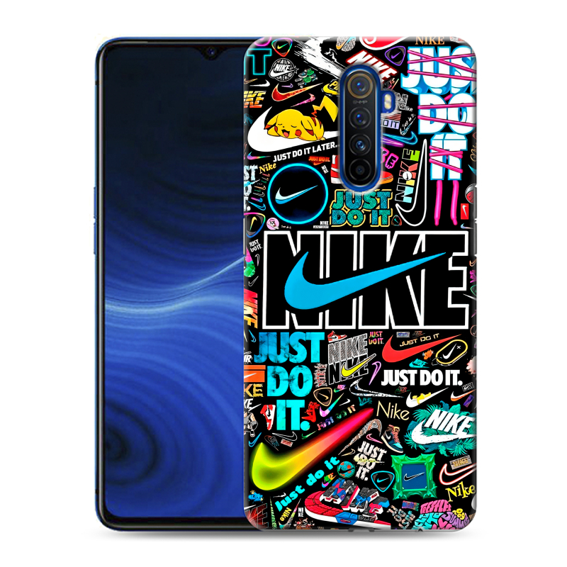 Пластиковый чехол на Realme X2 Pro с принтом найк nike черный Пластиковый чехол на Realme X2 Pro с принтом найк nike черный