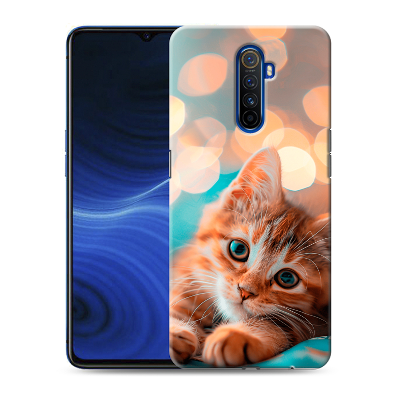 Силиконовый противоударный чехол на Realme X2 Pro с принтом котик Силиконовый противоударный чехол на Realme X2 Pro с принтом котик