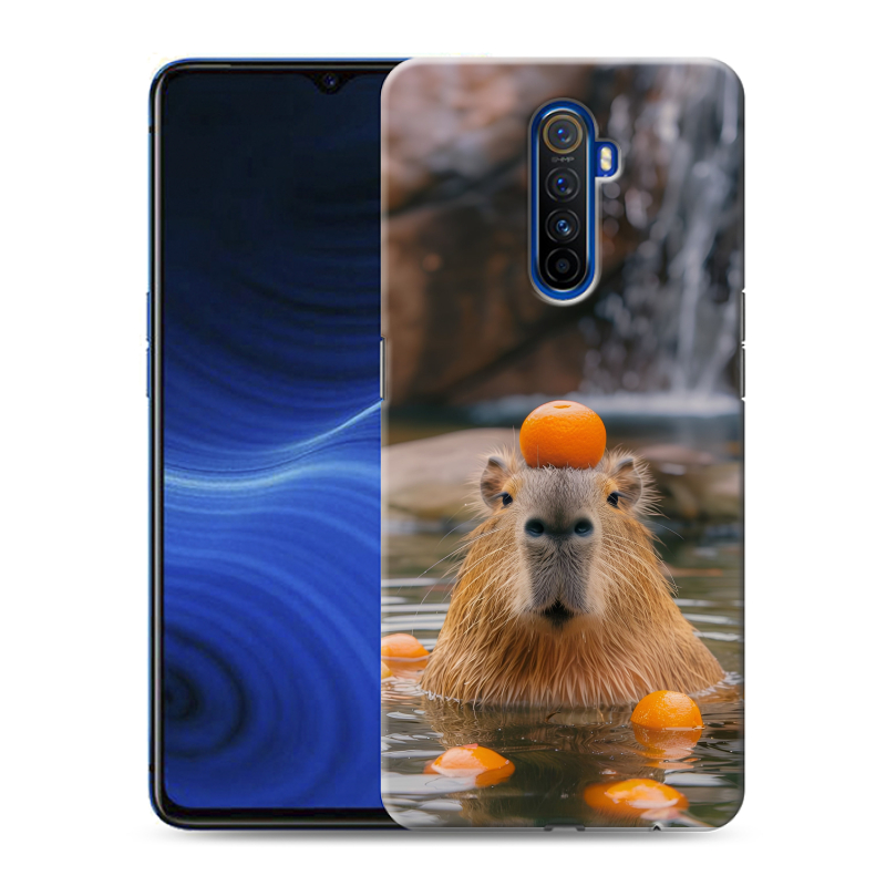 Силиконовый противоударный чехол на Realme X2 Pro с принтом Капибара с апельсином Силиконовый противоударный чехол на Realme X2 Pro с принтом Капибара с апельсином