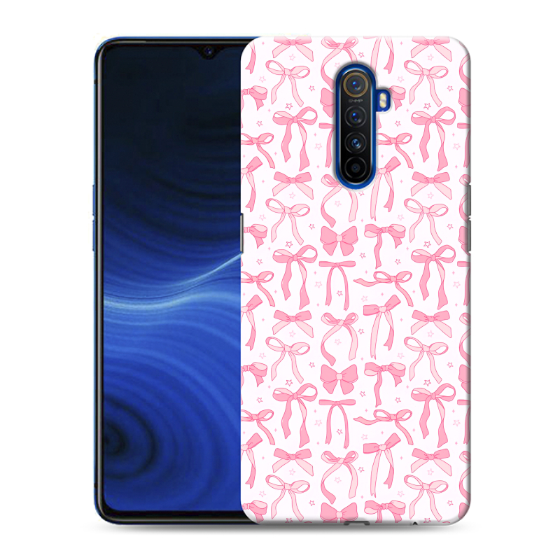 Пластиковый чехол на Realme X2 Pro с принтом Розовые бантики Пластиковый чехол на Realme X2 Pro с принтом Розовые бантики