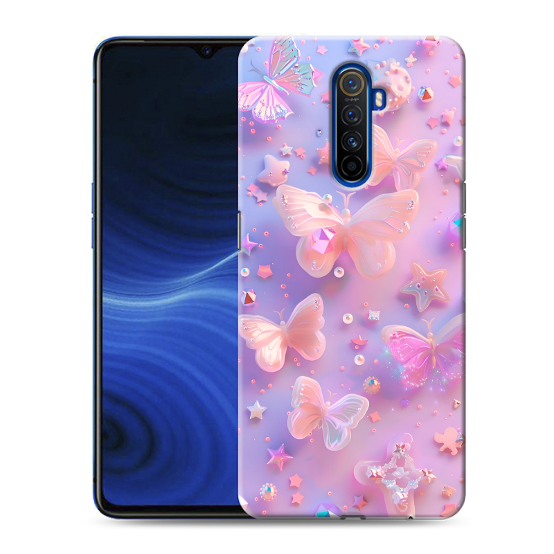 Силиконовый противоударный чехол на Realme X2 Pro с принтом Бабочки Силиконовый противоударный чехол на Realme X2 Pro с принтом Бабочки