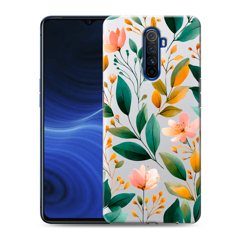 Пластиковый чехол на Realme X2 Pro с принтом Цветы паттерн Пластиковый чехол на Realme X2 Pro с принтом Цветы паттерн