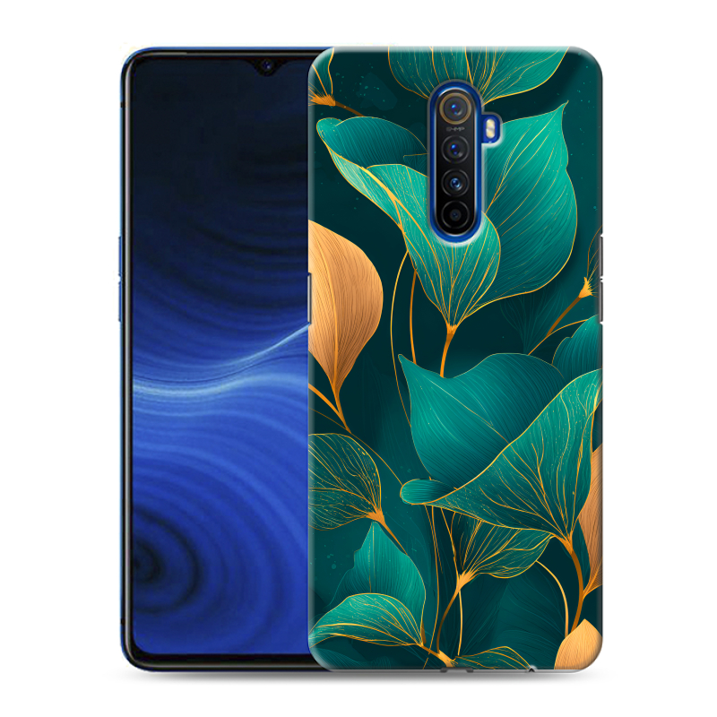 Пластиковый чехол на Realme X2 Pro с принтом Листья и золото Пластиковый чехол на Realme X2 Pro с принтом Листья и золото