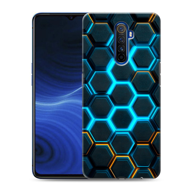 Силиконовый противоударный чехол на Realme X2 Pro с принтом Неоновые соты Силиконовый противоударный чехол на Realme X2 Pro с принтом Неоновые соты