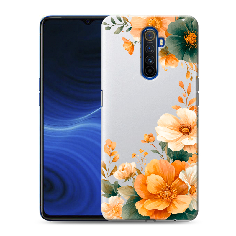 Силиконовый противоударный чехол на Realme X2 Pro с принтом Цветы принт Силиконовый противоударный чехол на Realme X2 Pro с принтом Цветы принт